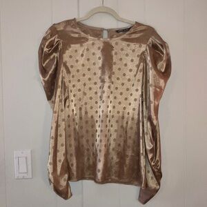 Bubbly Champagne Polka Dot Celebration Blouse NWOT